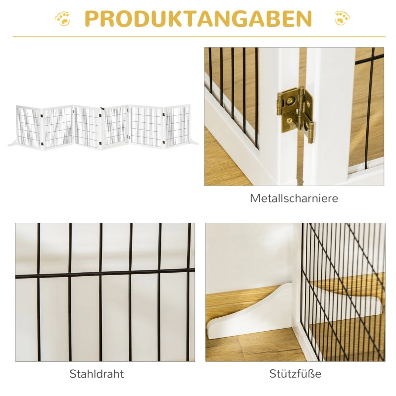 CANCELLETTO Barriera pieghevole per cani 432x70 cm Legno Bianco