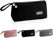 Etui estetico, corduroy per ragazze, ragazzi, adulti, etui, etui shaker, grande, portatile, etui per scuola, etui (nero)