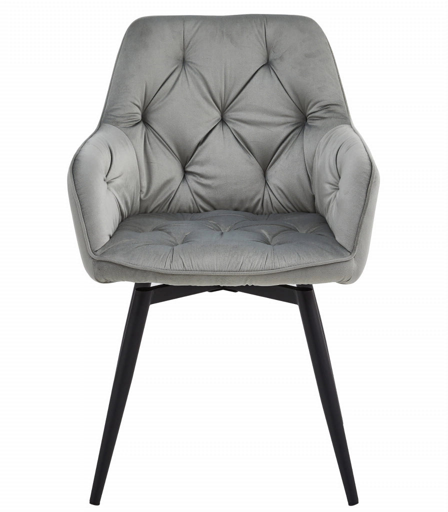 Sedia girevole in velluto VALORA LUKK360 - Gambe grigio argento / nere x 2