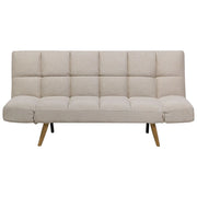 Divano letto Beige Tessuto Imbottito 3 Posti Schienale Reclinabile Quadrato Trapuntato