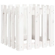 Fioriera | Cassetta per fiori | Vaso Giardino a Recinzione Bianco 50x50x50 cm Massello Pino