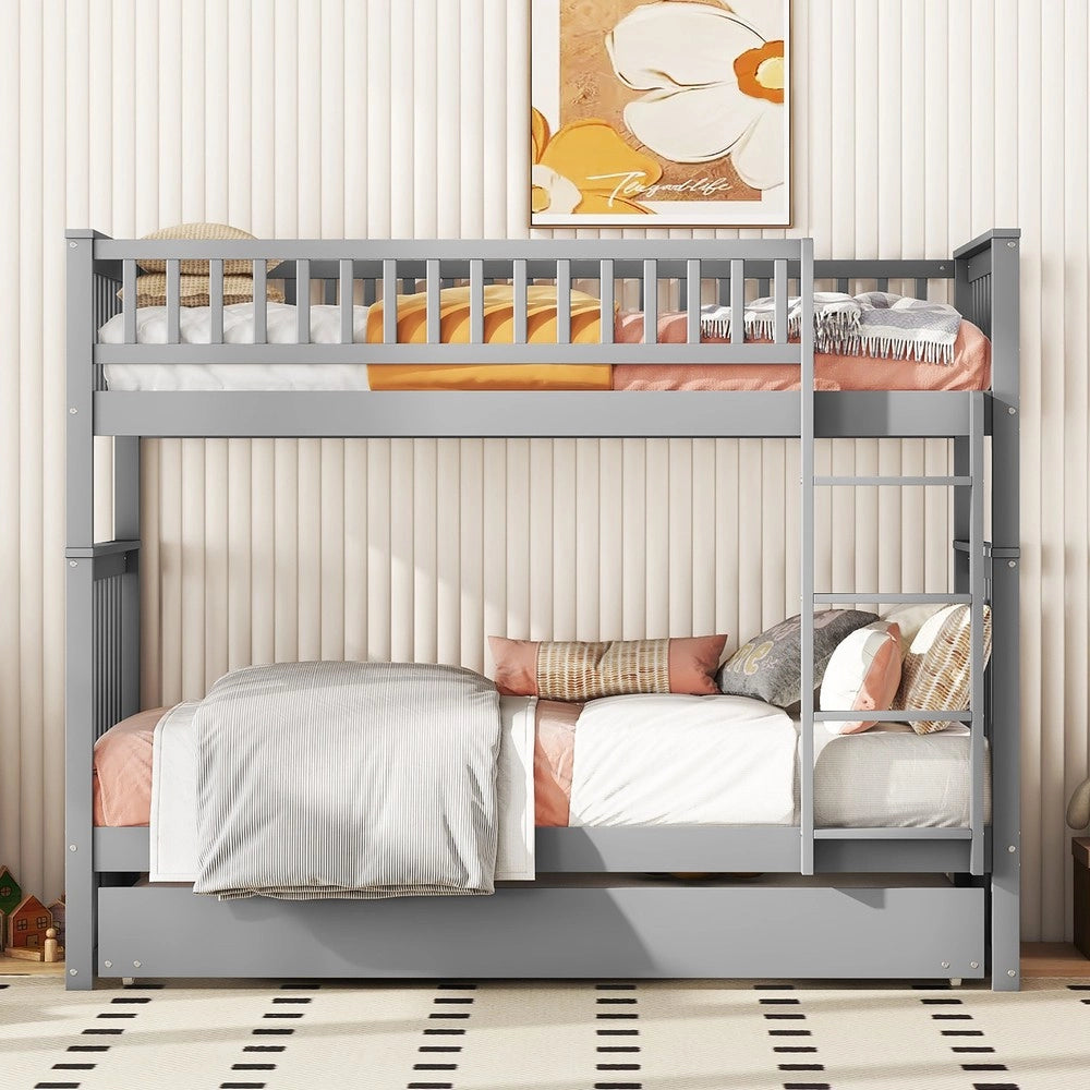 Letto a Castello Tre Posti con Letto Estraibile ¨C MINIMAL ¨C Grigio, 90x200