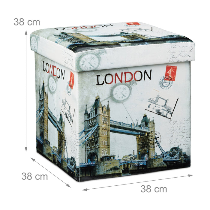 Sgabello pieghevole contenitore panca pieghevole 38 x 38 cm London multicolor 2013068