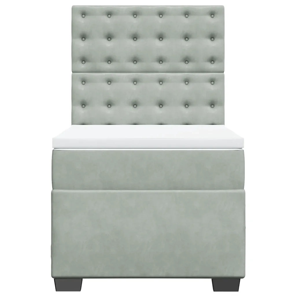 Giroletto a Molle con Materasso Grigio Chiaro 100x200cm Velluto 3293146