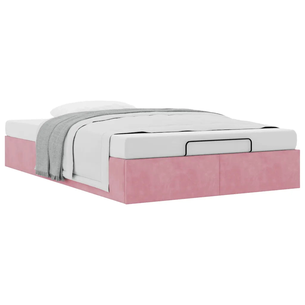 Struttura Letto Pouf Senza Materasso Rosa 120x200 cm Velluto 3310960