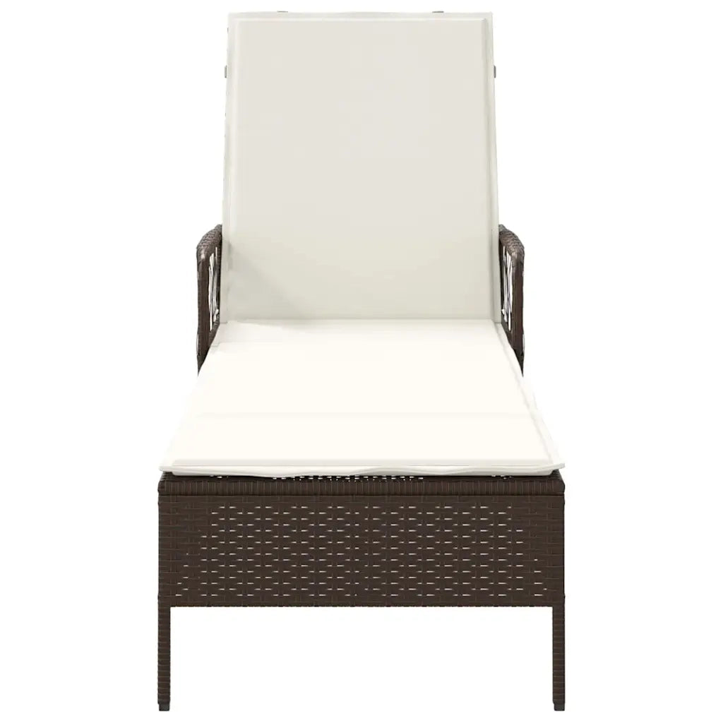 Lettino da Lettino sole | Sdraio da giardino | Lettino da sole Marrone e Bianco Crema 55 x 200 x 92 cm