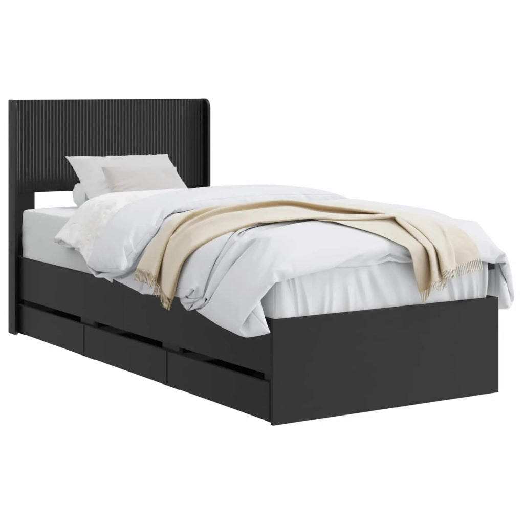 Struttura del letto con stoccaggio e testata Nero 100 x 200 cm 3414330