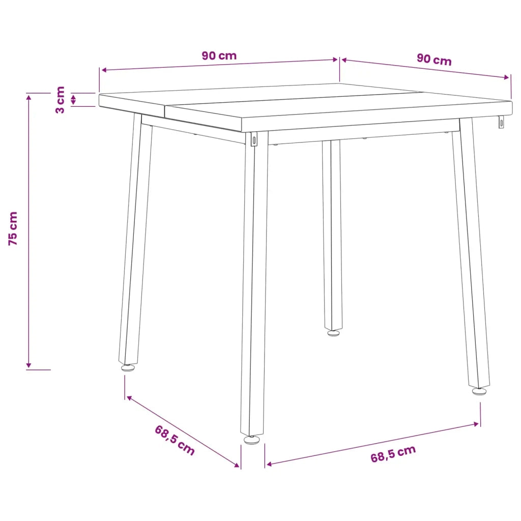 90 x 90 x 75 cm Legno di Acacia Massello Marrone scuro e Bianco 937643