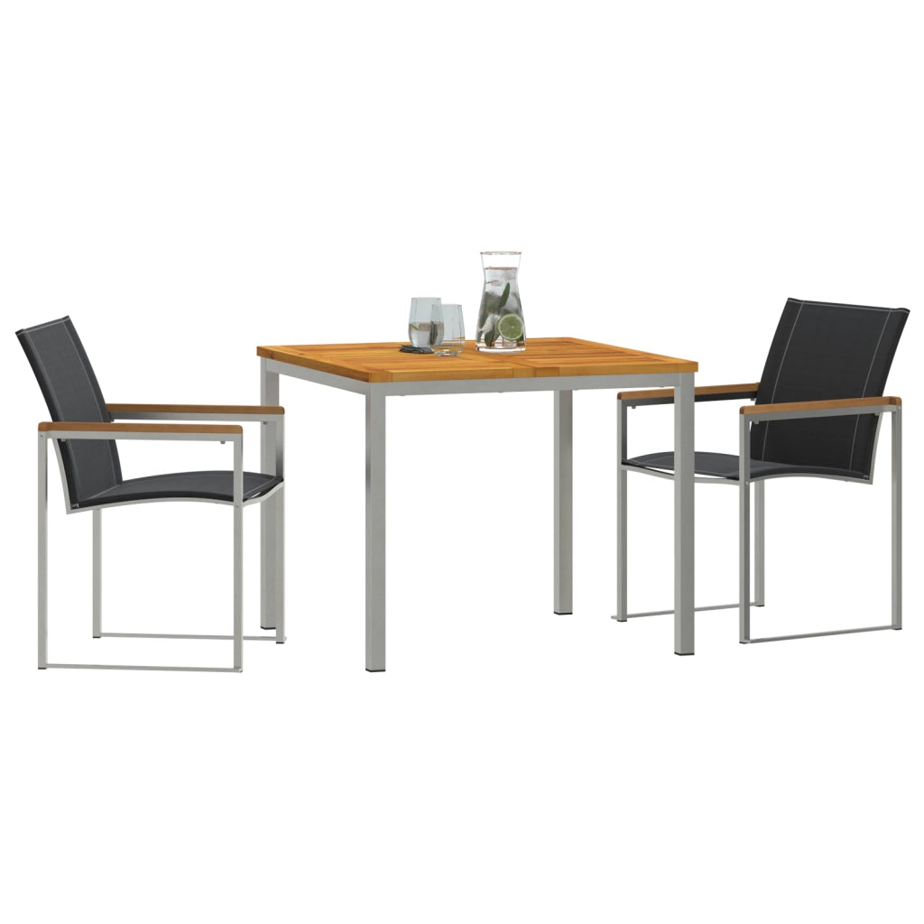 Set pranzo giardino  3 pezzi legno massello di acacia