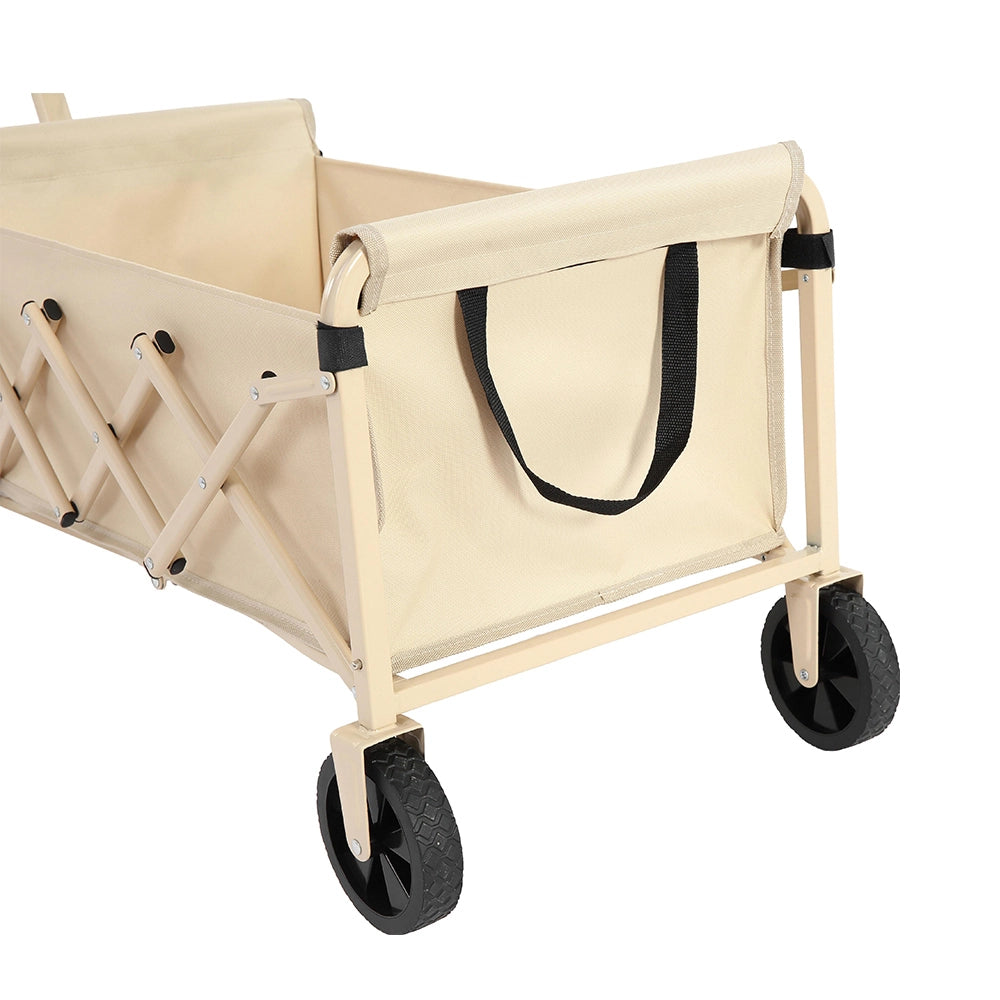 Carrello da spiaggia pieghevole leggero - Xylo - 50L - Beige - Ruote robuste per campeggio e shopping