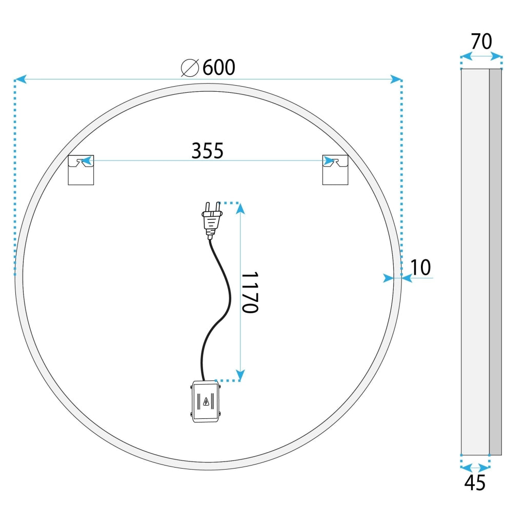 Specchio Led 60cm Bl807