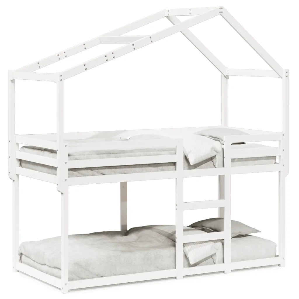 Letto singolo | Letto per adulti | Letto a Castello con Tetto Bianco 75x190 cm Legno Massello Pino