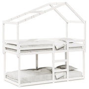 Letto singolo | Letto per adulti | Letto a Castello con Tetto Bianco 75x190 cm Legno Massello Pino