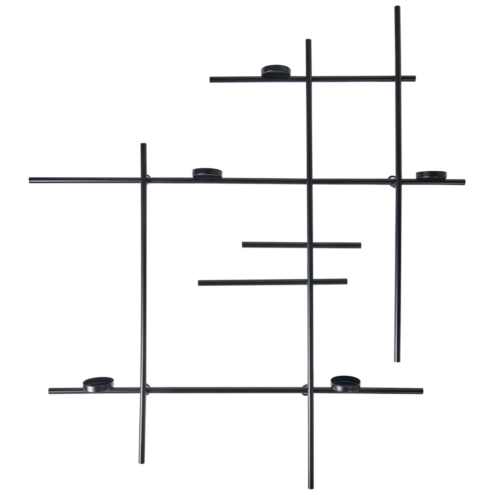 Portacandele da parete in metallo nero 60 cm Moderna decorazione centrotavola