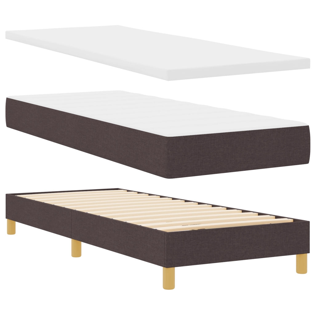 Letto con Box Spring e Materasso - Marrone Scuro, 80x200 cm, Tessuto
