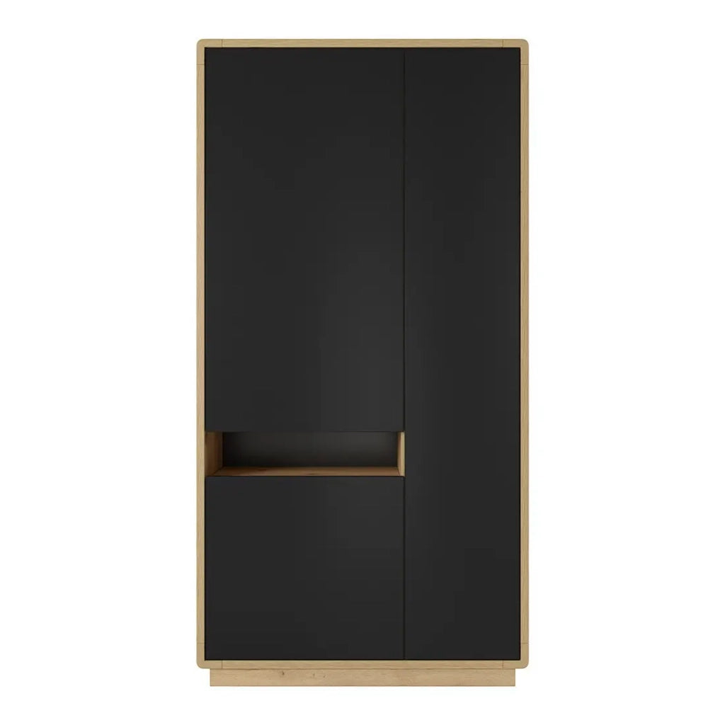 Armadio design con nicchia illuminata collezione VILLA. Colore rovere e nero.