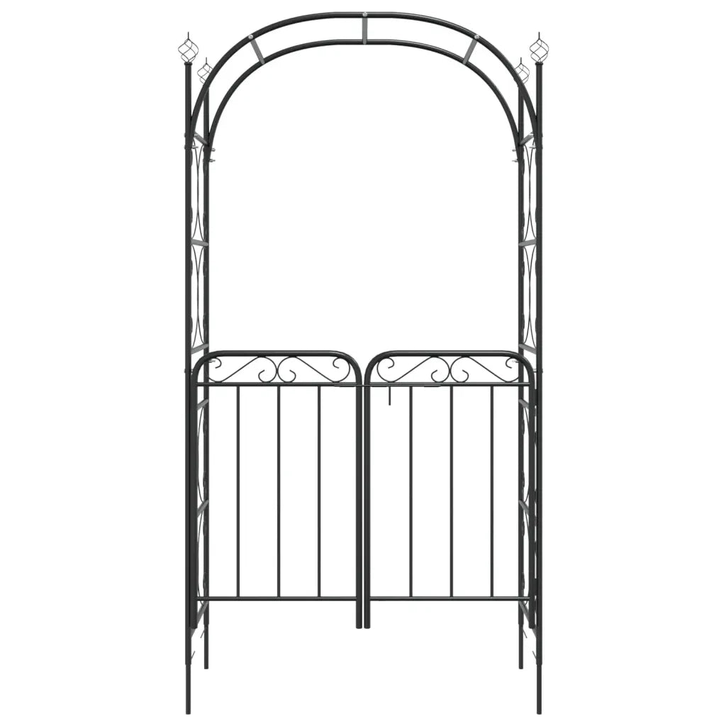 Arco da Giardino con Cancello-Archi da esterno Nero 108x45x235 cm Acciaio