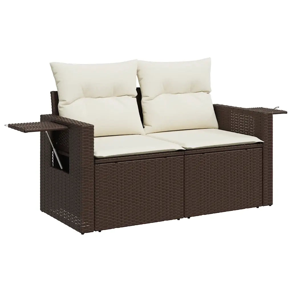 Set Divano da Giardino 3 pz con Cuscini Marrone in Polyrattan 3219862