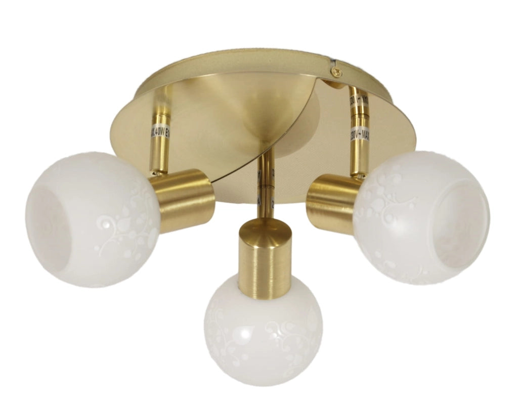 Plafoniera Candellux Avila metallo ottone/bianco 3xE14 36cm
