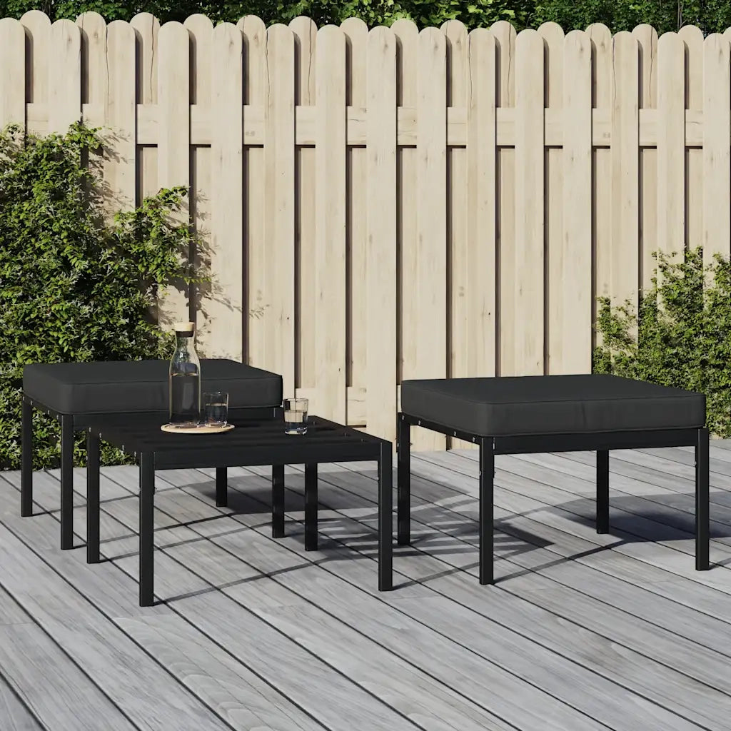 Sedia da giardino-Poggiapiedi Giardino con Cuscini Grigi 2pz 60x60x35 cm Acciaio