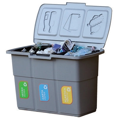 PATTUMIERA PER RACCOLTA DIFFERENZIATA 3 SCOMPARTI SEPARATI- cm 75x37x h. 50- FF- pezzi 1