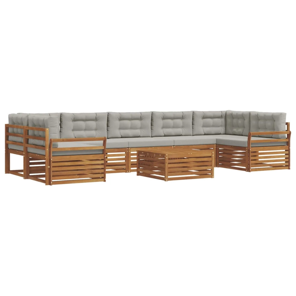 Set di divani da esterno 8 pcs Grigio Naturale e Chiaro