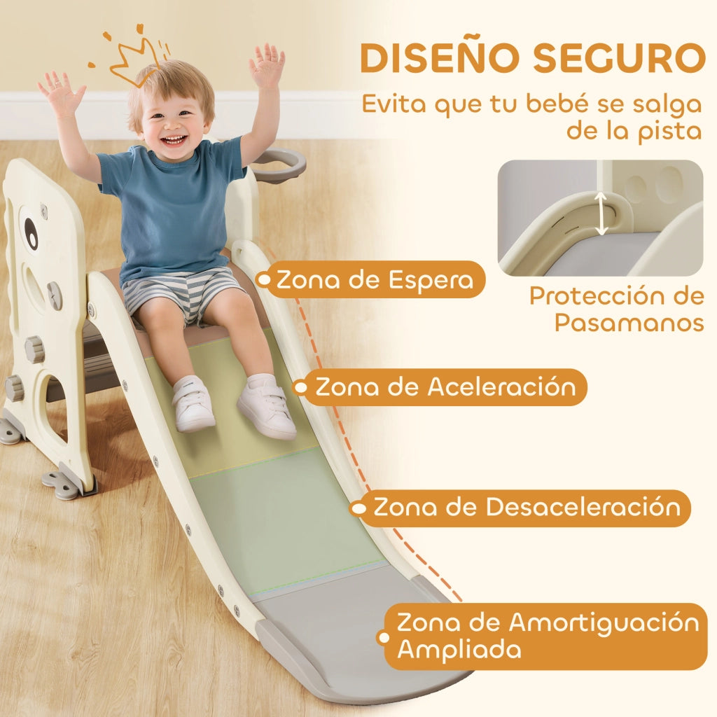 Scivolo per Bambini con Dinosauro e Canestro ¨C Xylo ¨C Crema 146x52x65 cm