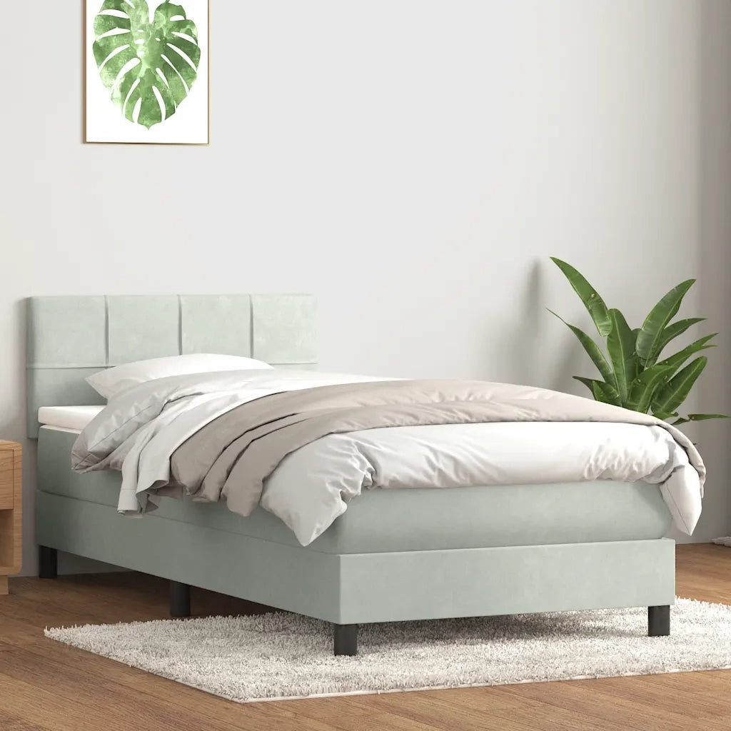 Giroletto a Molle con Materasso grigio chiaro 90x210 cm Velluto 3316191