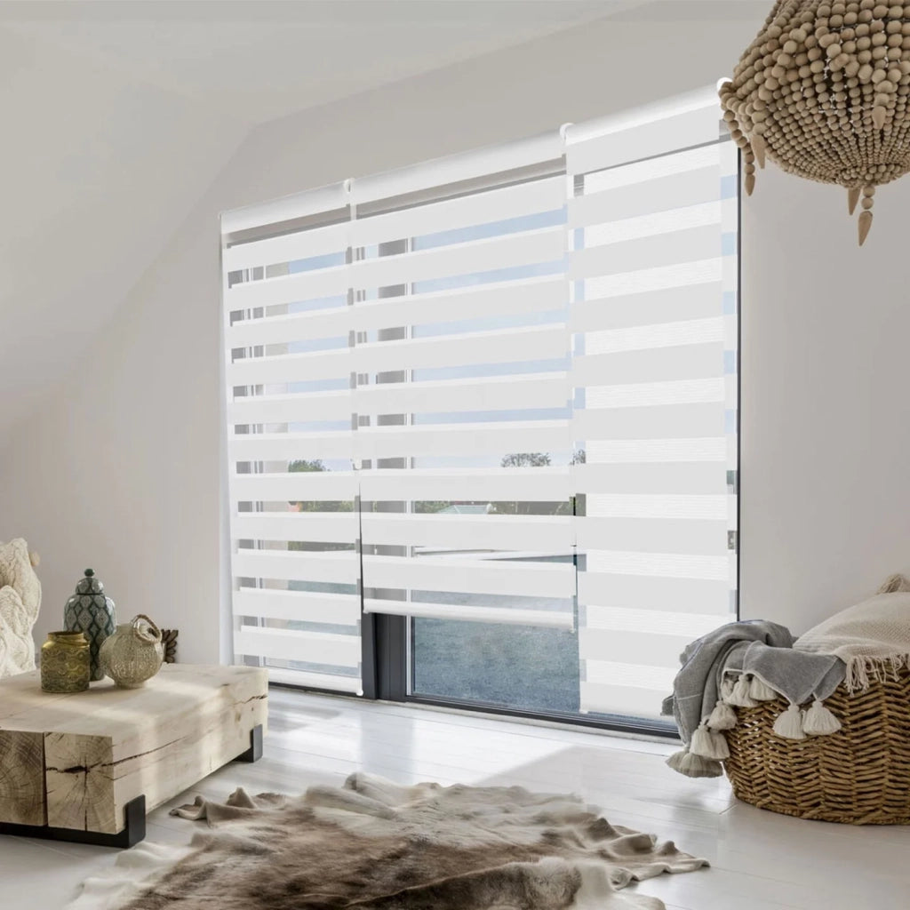IDMarket - Tenda a rullo zebrata giorno-notte 60 x 170 cm bianca
