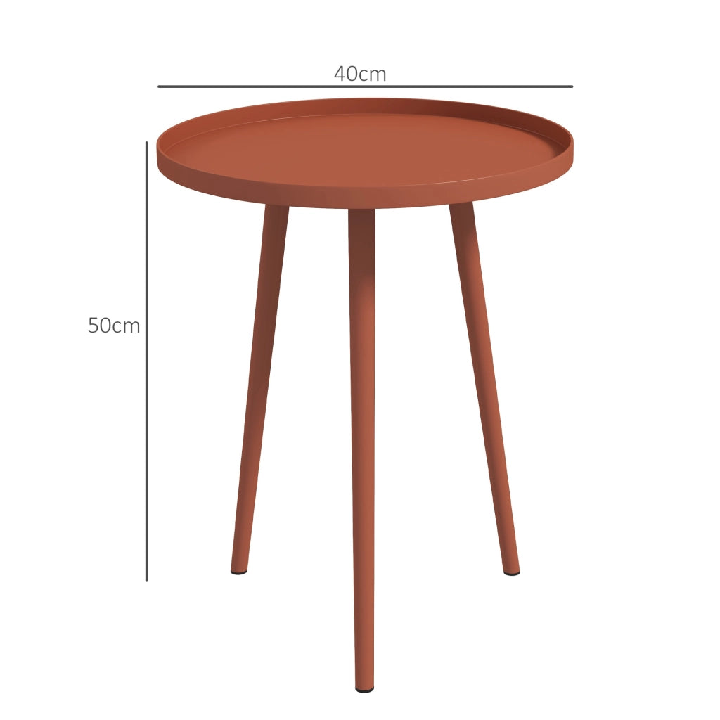 Tavolino da giardino rotondo ¨C Zephmum ¨C Rosso, acciaio, ?40x50 cm