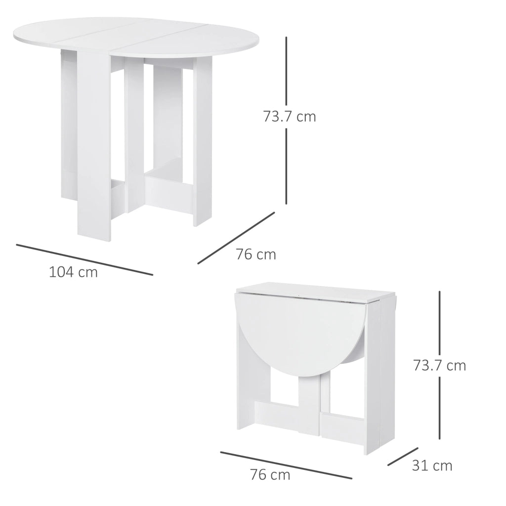 Tavolo Pieghevole Salvaspazio 104x76x73,7 cm in Legno Truciolare Bianco