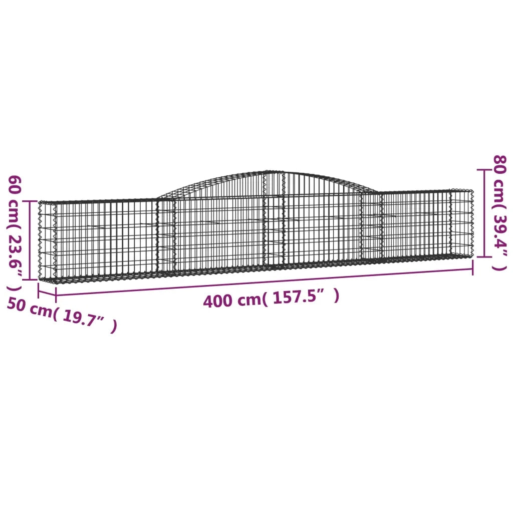 Cesti Gabbioni ad Arco 20 pz 400x50x60/80 cm Ferro Zincato 3146980