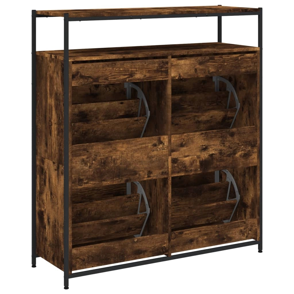 Scarpiera mobile contenitore per scarpe mobile per ingresso/corridoio/soggiorno 4 cassetti a ribalta marrone fumé 02_0021366