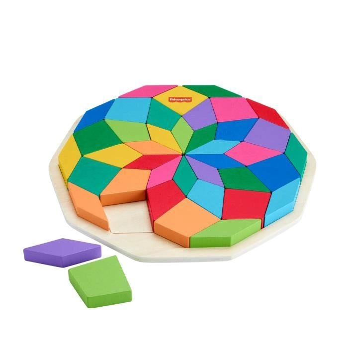 Puzzle mandala in legno Fisher-Price-Puzzle con motivi geometrici da 40 pezzi HXT94