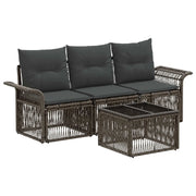 Set Divano da Giardino 4 pcs Grigio polyrattan