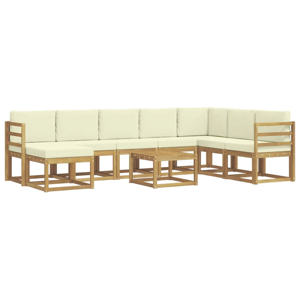 Set di divani da esterno 9 pz Bianco e Crema 3388069