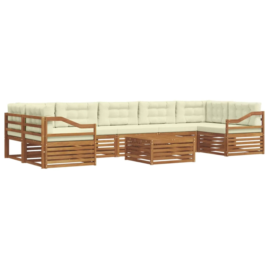 Set di divani da esterno con cuscino 8 pcs Naturale e Crema
