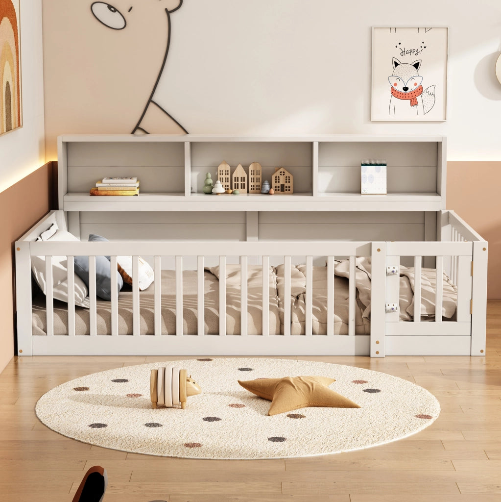 Letto singolo 90x200 cm con sponde e vani portaoggetti