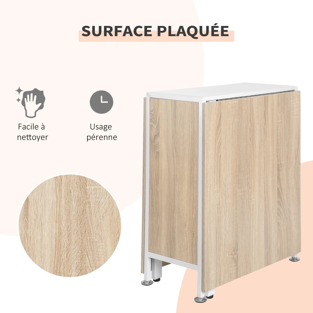 Tavolo da pranzo pieghevole con scaffali ¨C Minimal ¨C Bianco rovere 169x62x75 cm