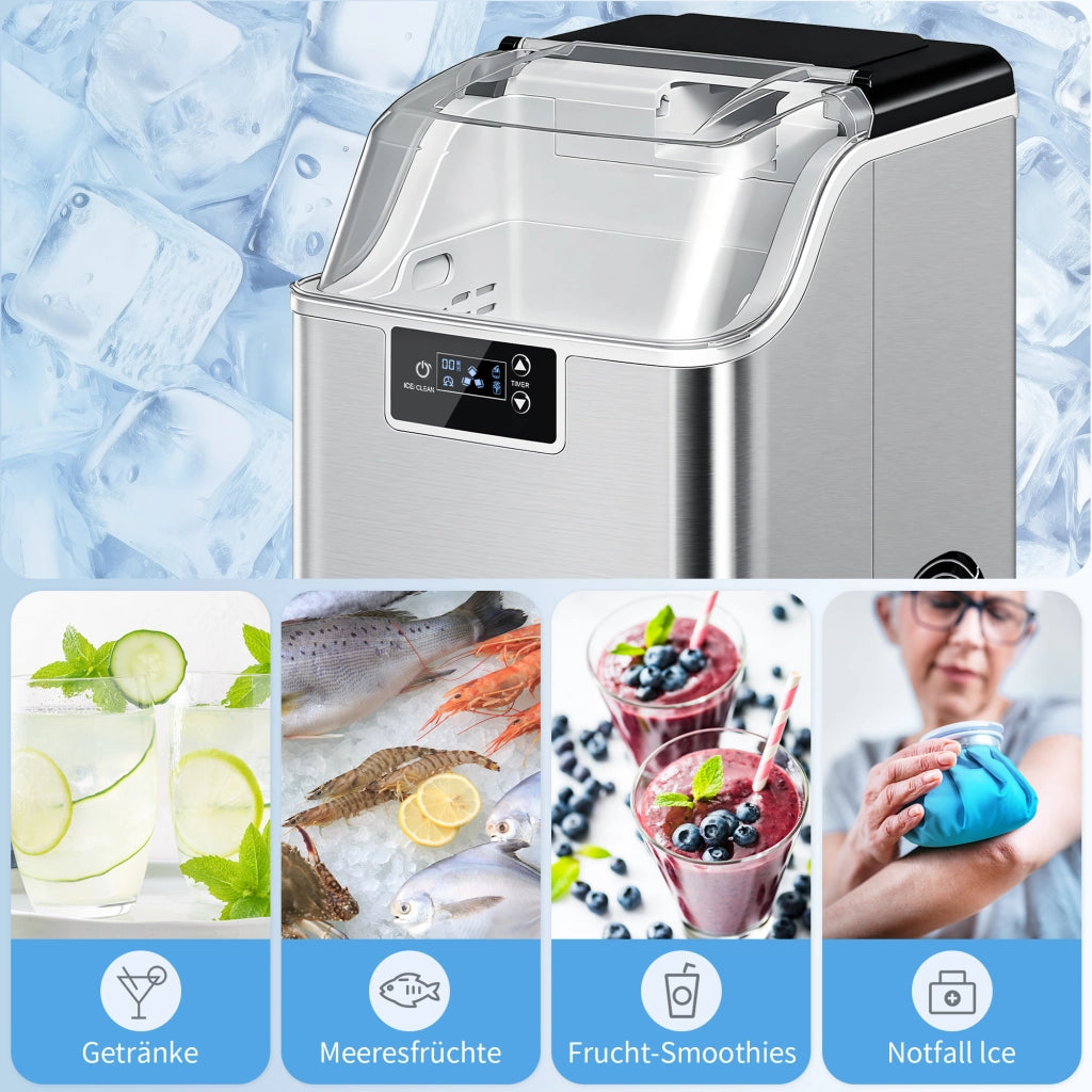 Macchina per Ghiaccio ¨C zephmum ¨C Argento 2.1L 20kg/24h