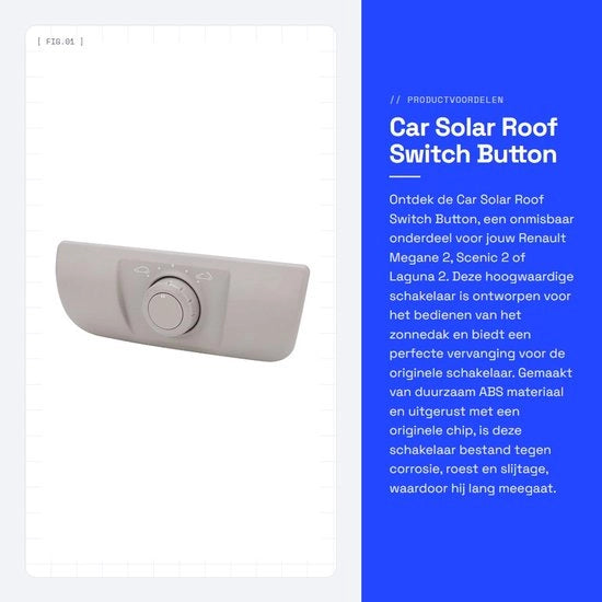 Interfaccia di attivazione del tetto solare per Renault Megane 2 - Realizzato in ABS - Adatto per Scenic 2 e Laguna 2 - Dotato di pulsante di attivazione - Codice prodotto: ...