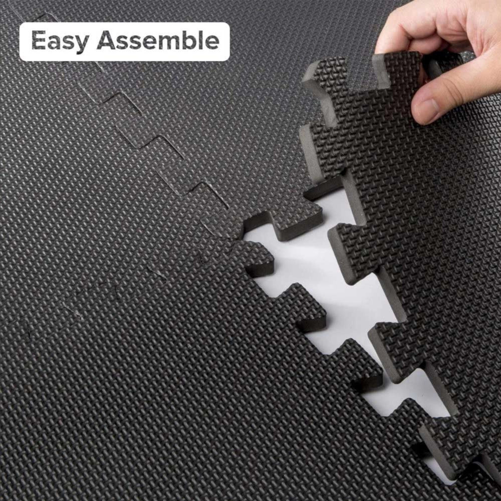 Trade Shop - Tappeto Puzzle Tappetino Fitness Palestra Multiuso Schiuma Eva 10pz 30x30cm Nero -