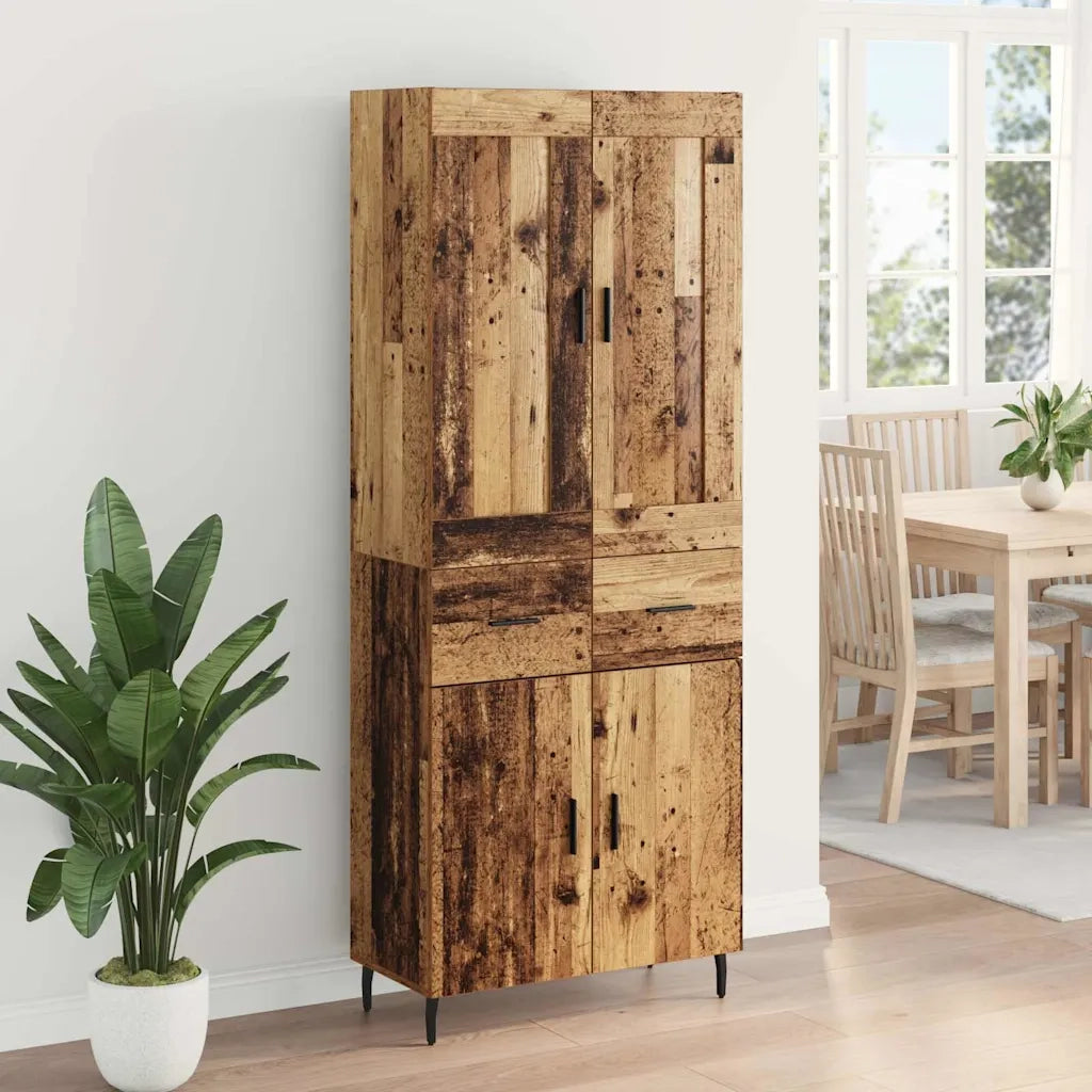 Credenza con cassetto 2 pz | Madia | Buffet da pranzo | Armadio da pranzo Legno vecchio Legno multistrato