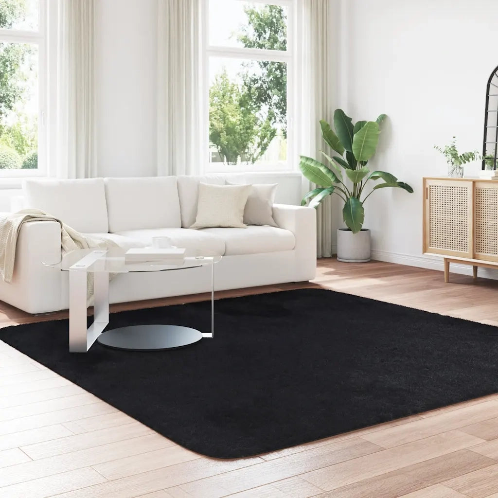 Tappeto Shaggy a Pelo Lungo NAVARRA Nero 240x240 cm poliestere 4102886