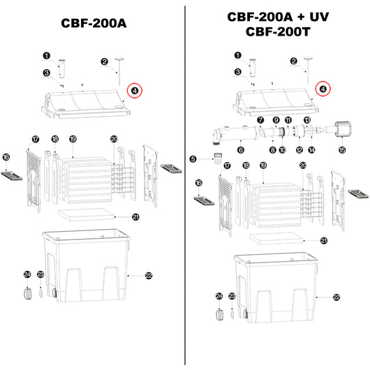 Coperchio di ricambio per biofiltro per laghetti CBF-200T/-200U/-200/-200A