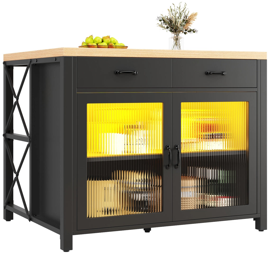 Tavolo da Bar con Piano in Legno e LED ¨C MINIMAL ¨C Nero, Altezza Regolabile