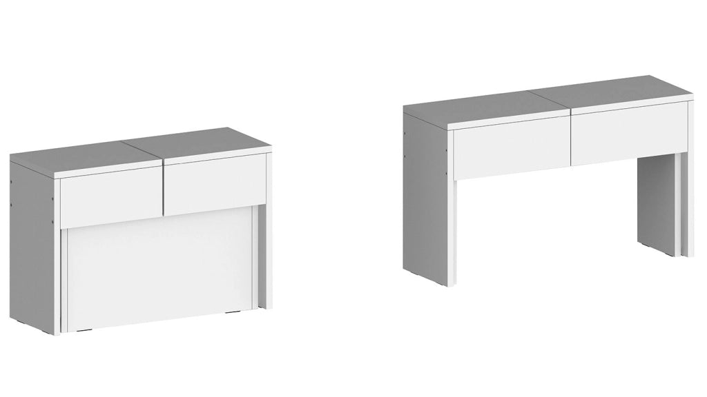 Set 2 Panche Allungabili 66/290x25x45 cm Pratika Singola A e B Bianco Lucido