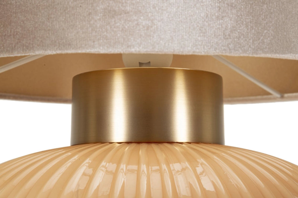 Lampada da Tavolo Perly Ø33x49 cm in Vetro e Ferro e Tessuto Perla e Oro