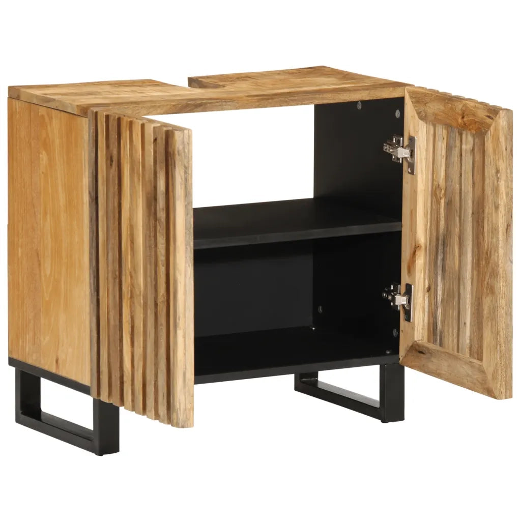Mobile Lavabo da Bagno 62x34x58cm Legno Massello Mango Grezzo