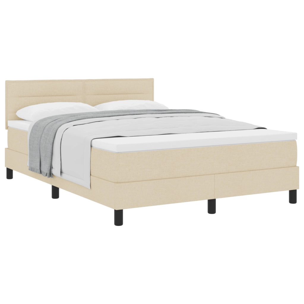 Letto Box Spring con Materasso Crema 140x200 cm Tessuto